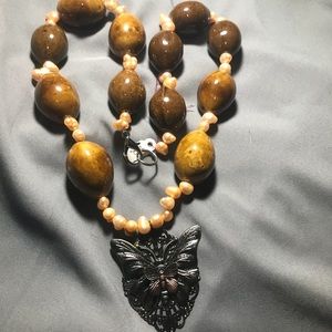 Handmade statement necklace! Butterfly pendant!